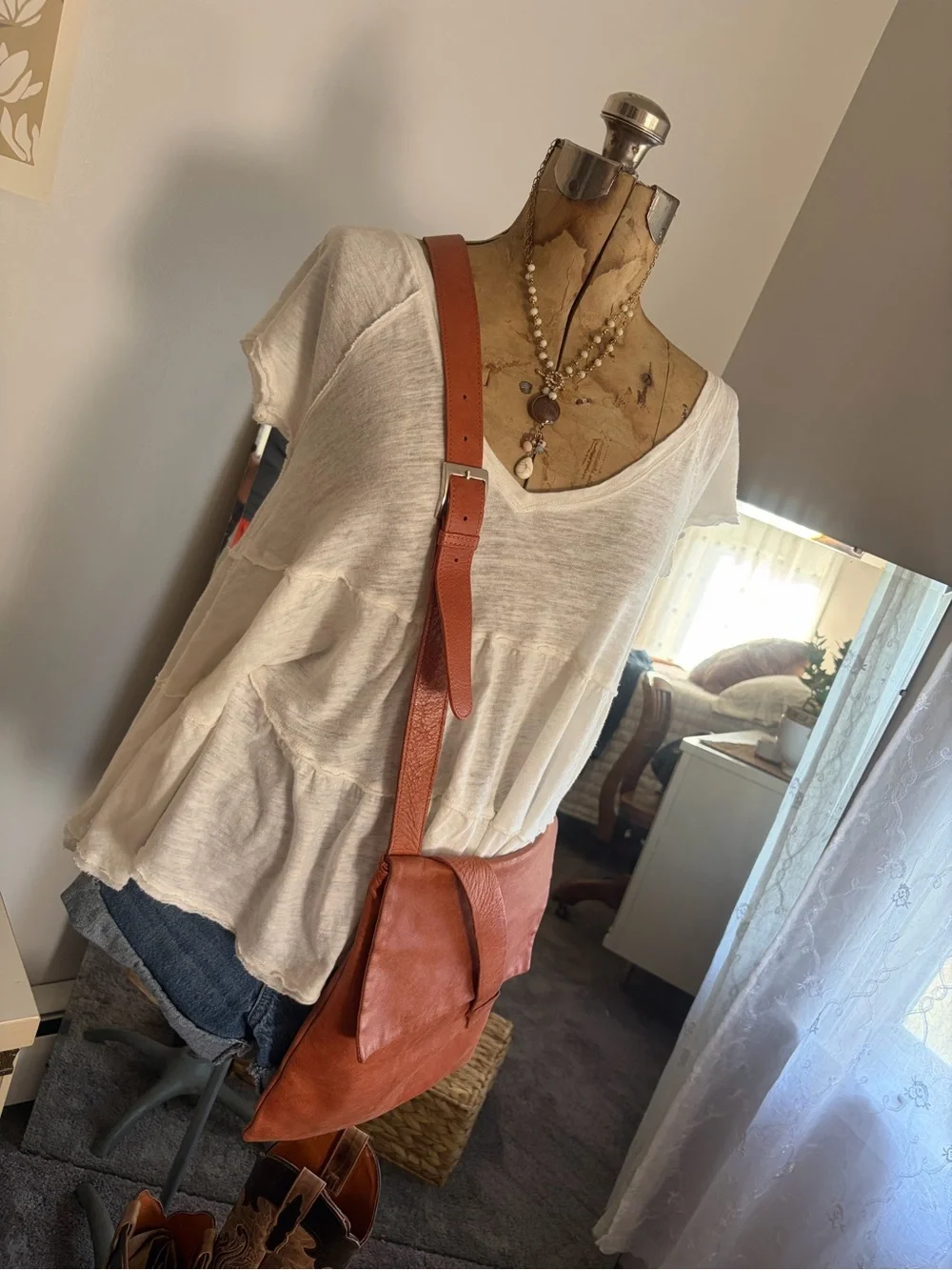 We The Free White V-Neck Tiered Babydoll Top